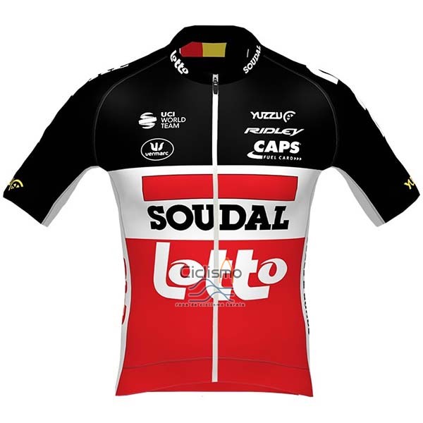 Lotto Soudal Ropa Ciclismo Culotte Corto 2020 Mangas Cortas Negro Blanco Rojo